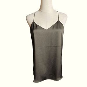 Express Brownish Green Satin Halter Top